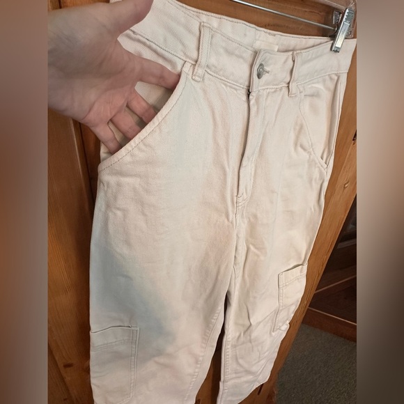 H&M White Wide Leg Painters Pants Size 4 Grunge Classic Preppy Eclectic 80’s - Picture 5 of 9